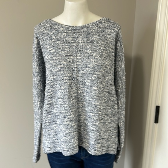 Daily Practice by Anthropologie Pullover Back Cut Out Sweater Navy White M NEW - Picture 5 of 16